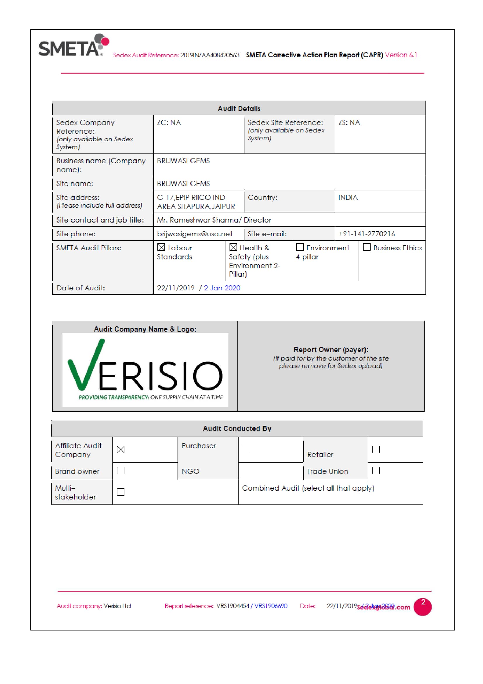 Ethical Trade Report SMETA
